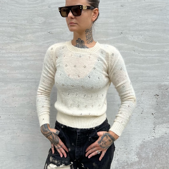 MAJE/Preowned Women's Mohair Wool Blend Crew Neck Sweater Long Sleeve sz 1 - Picture 5 of 10